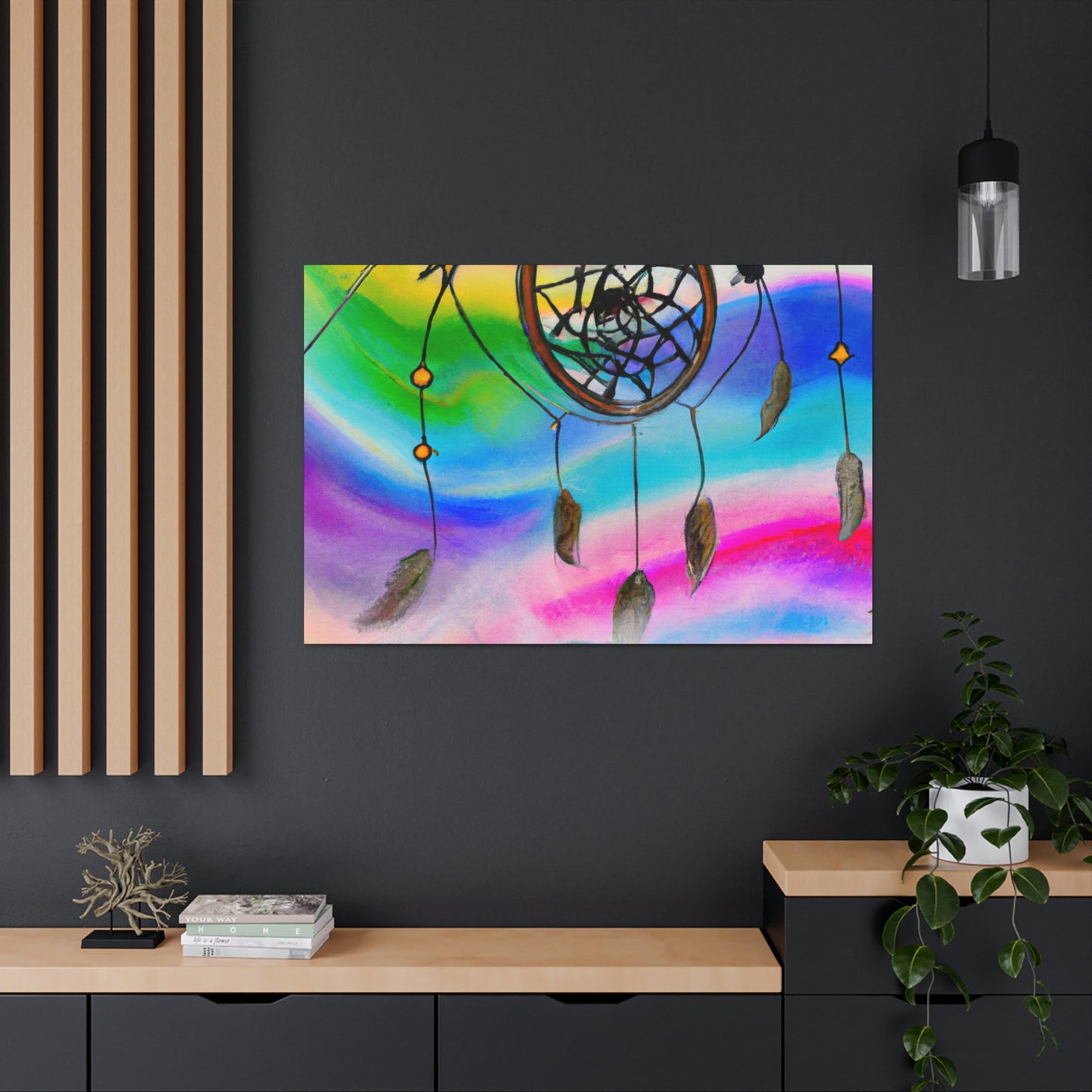 "A Galaxy of Dreams: A Colorful Dreamcatcher Captures Falling Stardust" - The Alien Canva