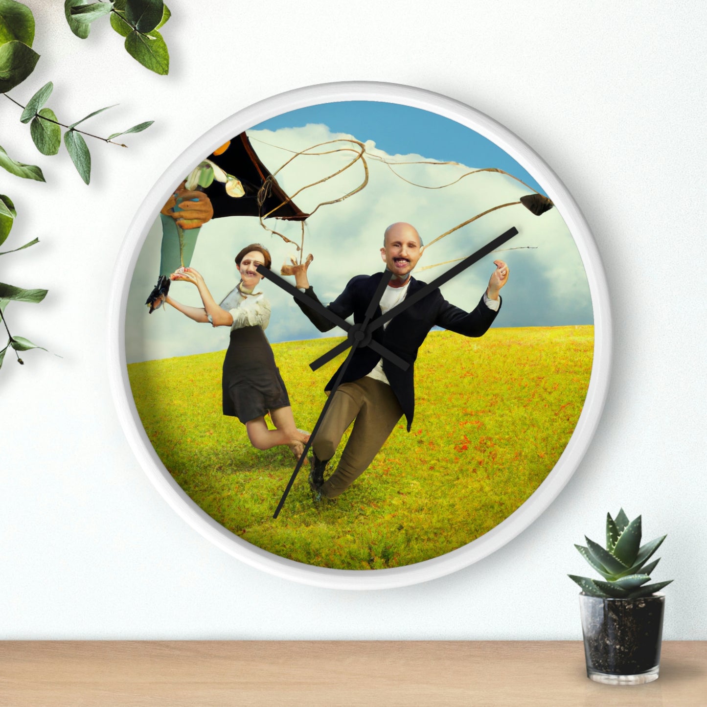 "A Kite Day in the Meadow" - The Alien Wall Clock