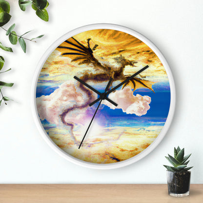 "Un resplandor celestial con un dragón místico" - El reloj de pared alienígena