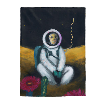 "Alone in the Dark: A Solitary Astronaut's Survival" - The Alien Velveteen Plush Blanket