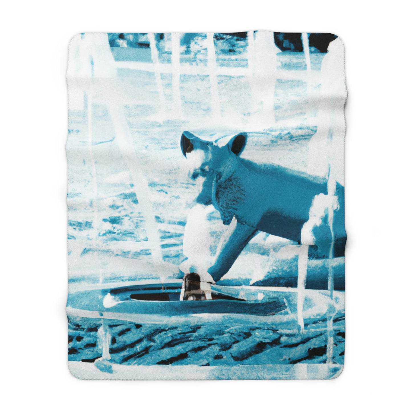 "Foxy Frolicking in the Fountain" - The Alien Sherpa Fleece Blanket