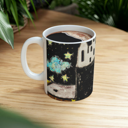 "Cosmic Oasis: A Journey to a Floating City Amid the Sea of ​​Stars" - The Alien Ceramic Mug 11 oz