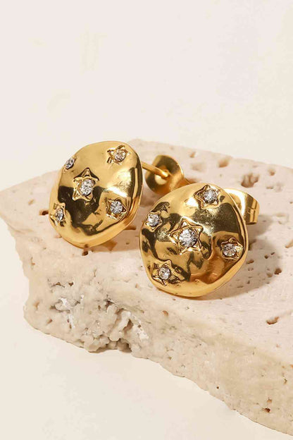 18K Gold-Plated Cubic Zirconia Stud Earrings