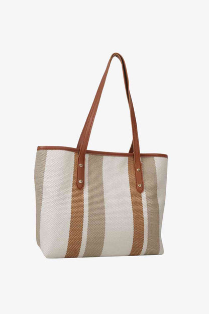 Bolso tote de paja a rayas