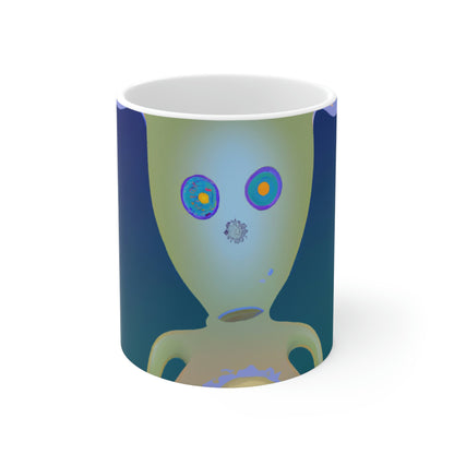 "Creación de un compañero intergaláctico: diseño de una mascota alienígena para niños" - Taza de cerámica The Alien 11 oz