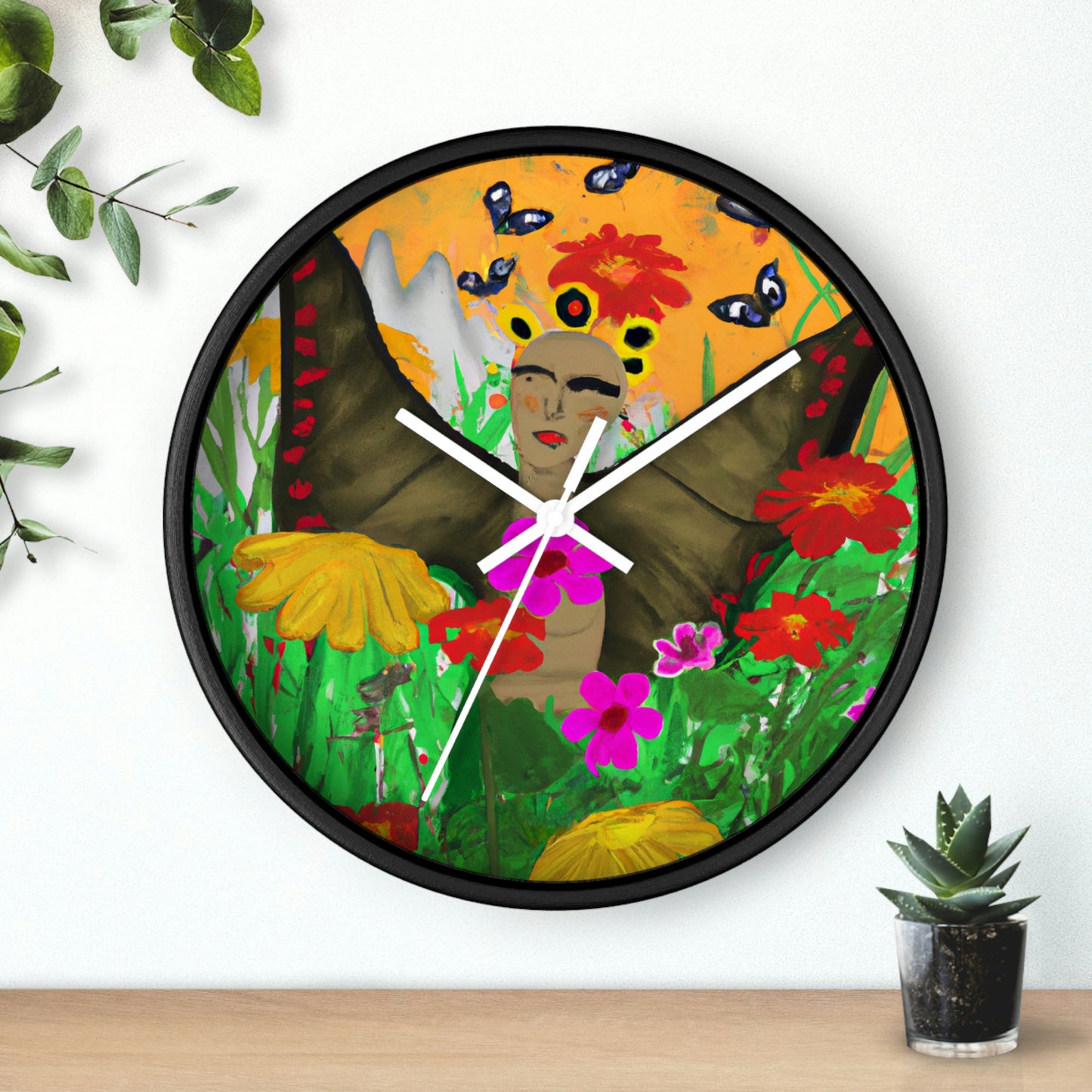 "Ballet de mariposas en el prado de flores silvestres" - El reloj de pared alienígena