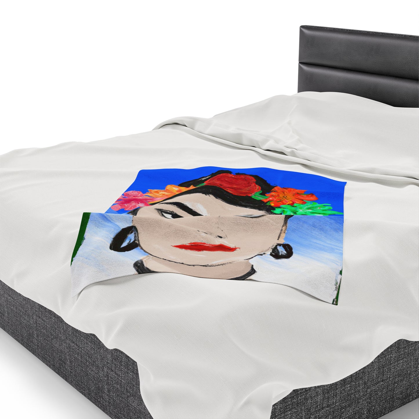 „Feurige Frida: Eine mexikanische Ikone mit farbenfroher Kultur malen“ – The Alien Velveteen Plush Blanket