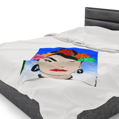 "Fiery Frida: Painting a Mexican Icon with Colorful Culture" - The Alien Velveteen Plush Blanket