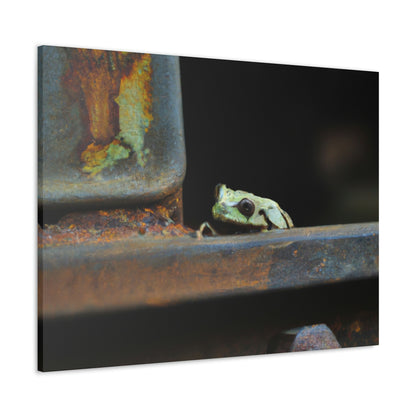 "A Tad Too Far: The Tale of a Train-Stuck Frog." - The Alien Canva