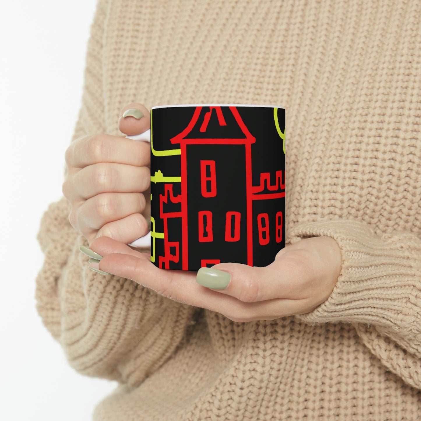 "A Haunted Shadow: The Dark Secrets of the Old Castle on a Gloomy Night" - The Alien Ceramic Mug 11 oz