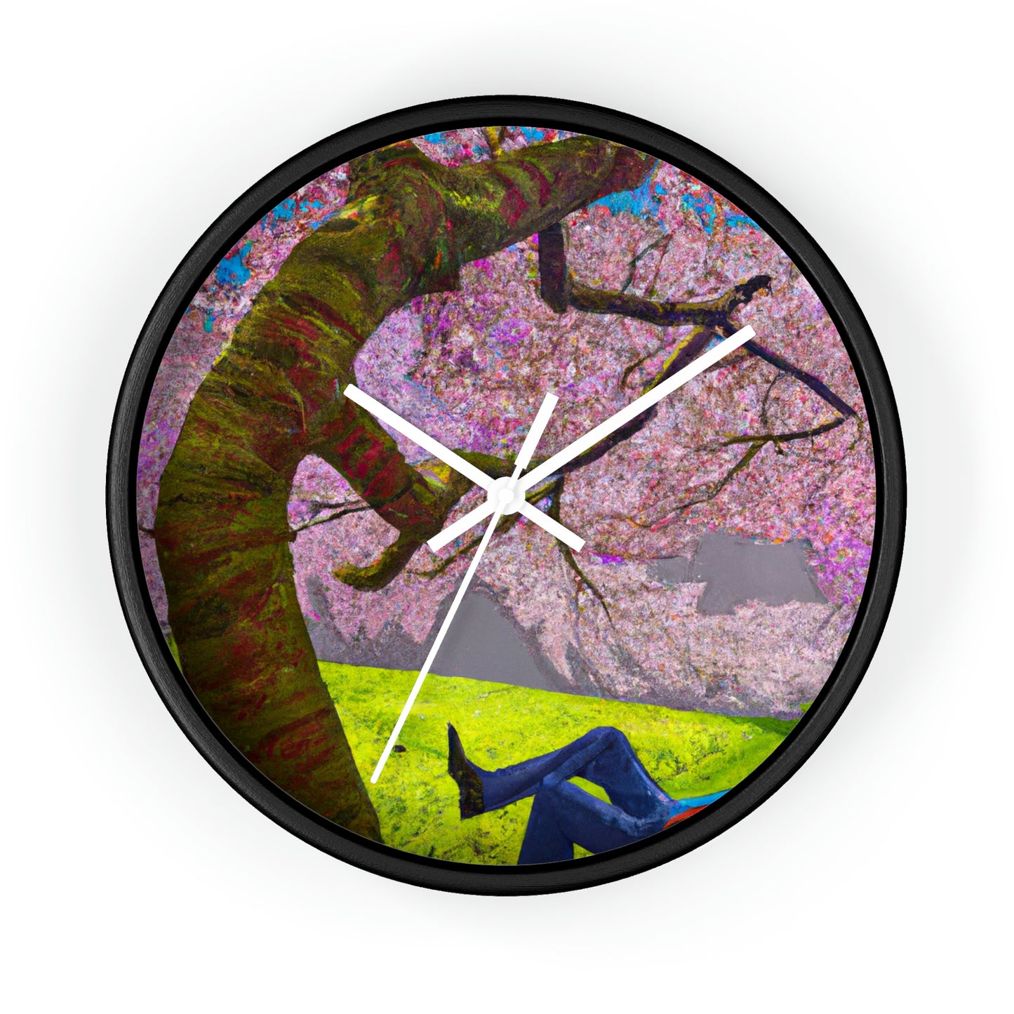 "A Moment of Calm Beneath the Cherry Blossoms" - The Alien Wall Clock