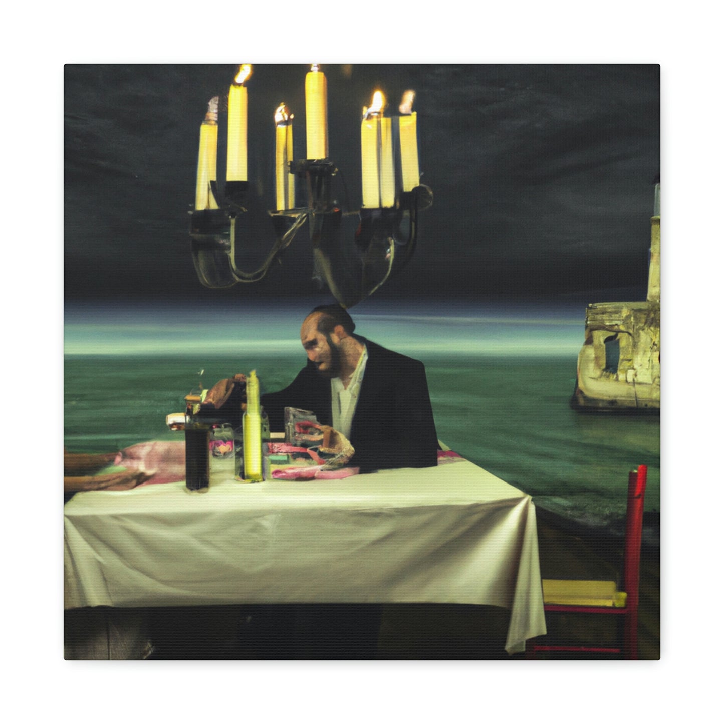 „Ein Leuchtfeuer der Romantik: Ein intimes Candle-Light-Dinner in einem vergessenen Leuchtturm“ – The Alien Canva