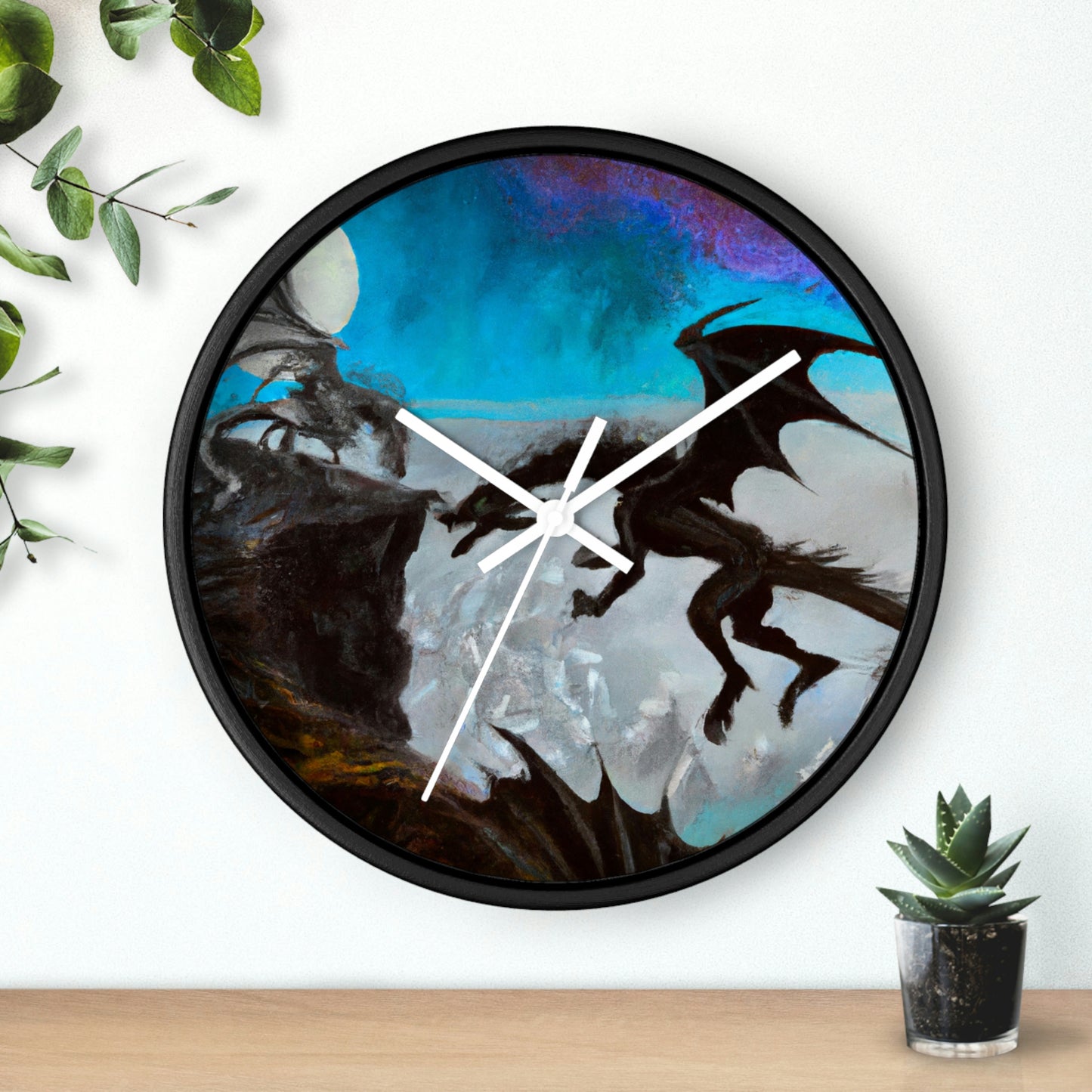 "Clash of Fire and Steel on the Moonlit Cliff" - The Alien Wall Clock