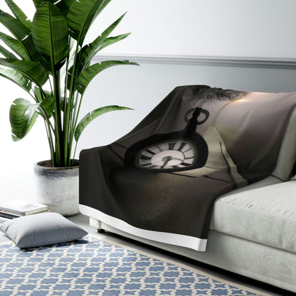 "The Lonely Clock on Foggy Lane" - The Alien Sherpa Fleece Blanket