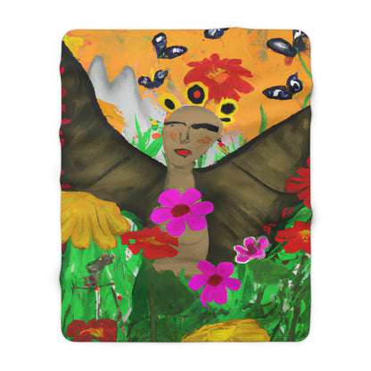 "Butterfly Ballet in the Wildflower Meadow" - The Alien Sherpa Fleece Blanket