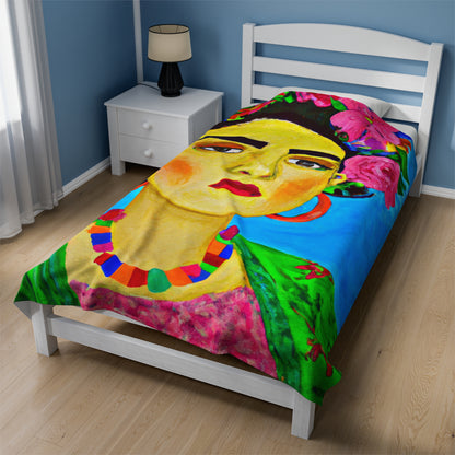 "Fierce and Free: Un tributo a las mujeres mexicanas inspirado en Frida Kahlo" - The Alien Velveteen Plush Blanket