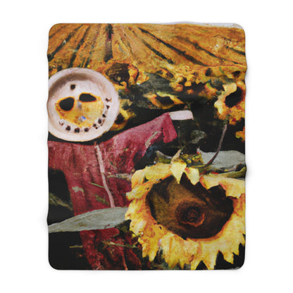 "Lone Sentry of the Sunflower Field" - The Alien Sherpa Fleece Blanket