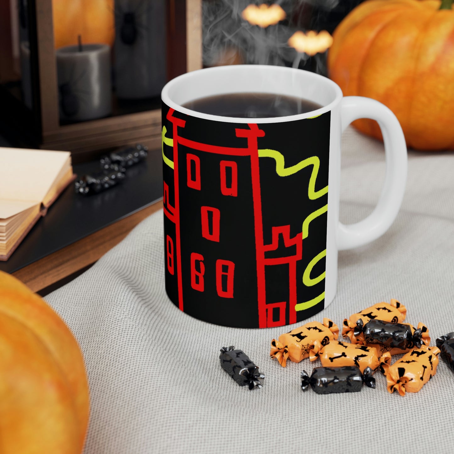 "A Haunted Shadow: The Dark Secrets of the Old Castle on a Gloomy Night" - The Alien Ceramic Mug 11 oz