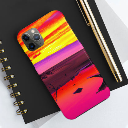 "Vergessener Trost: Die Pracht eines lebendigen Sonnenuntergangs an einem verlassenen Strand" - Die Alien Tough Phone Cases