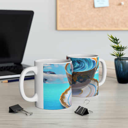 "Adrift in a China Cup: The Story of a Lost Child's Oceanic Adventure" - The Alien Ceramic Mug 11 oz