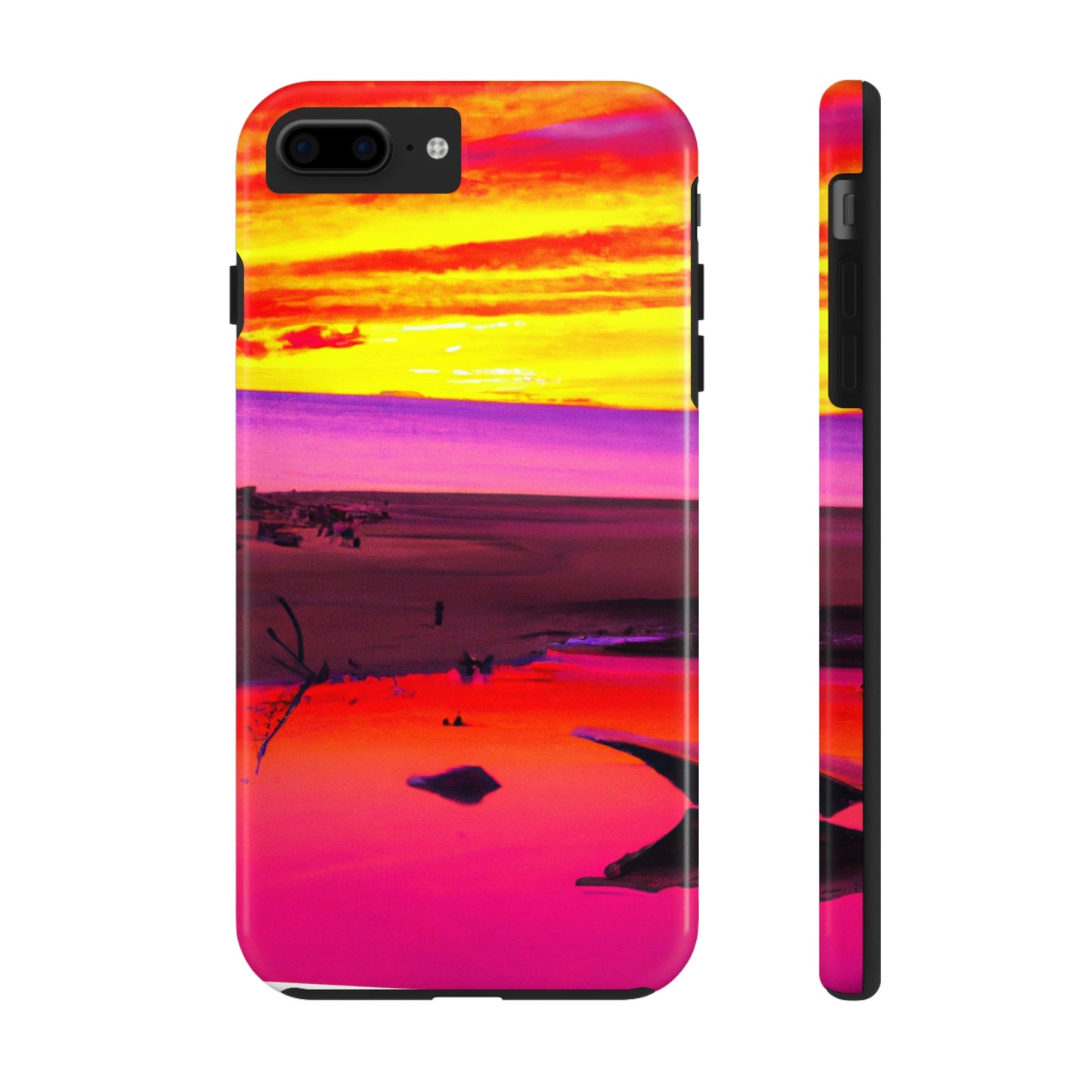 "Vergessener Trost: Die Pracht eines lebendigen Sonnenuntergangs an einem verlassenen Strand" - Die Alien Tough Phone Cases