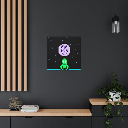 "Lonely Witness of the Night Sky" - The Alien Canva Pixel Art