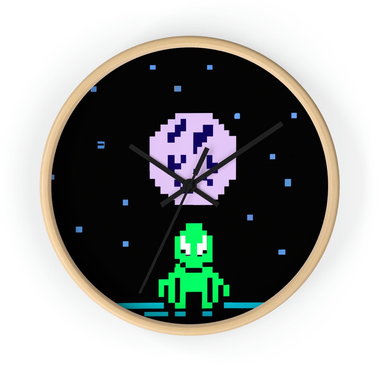 "Lonely Witness of the Night Sky" - The Alien Wall Clock Pixel Art