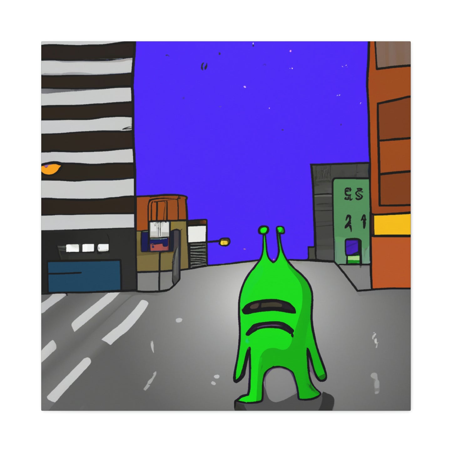 „Alien-Missgeschick in der Stadt“ – The Alien Canva