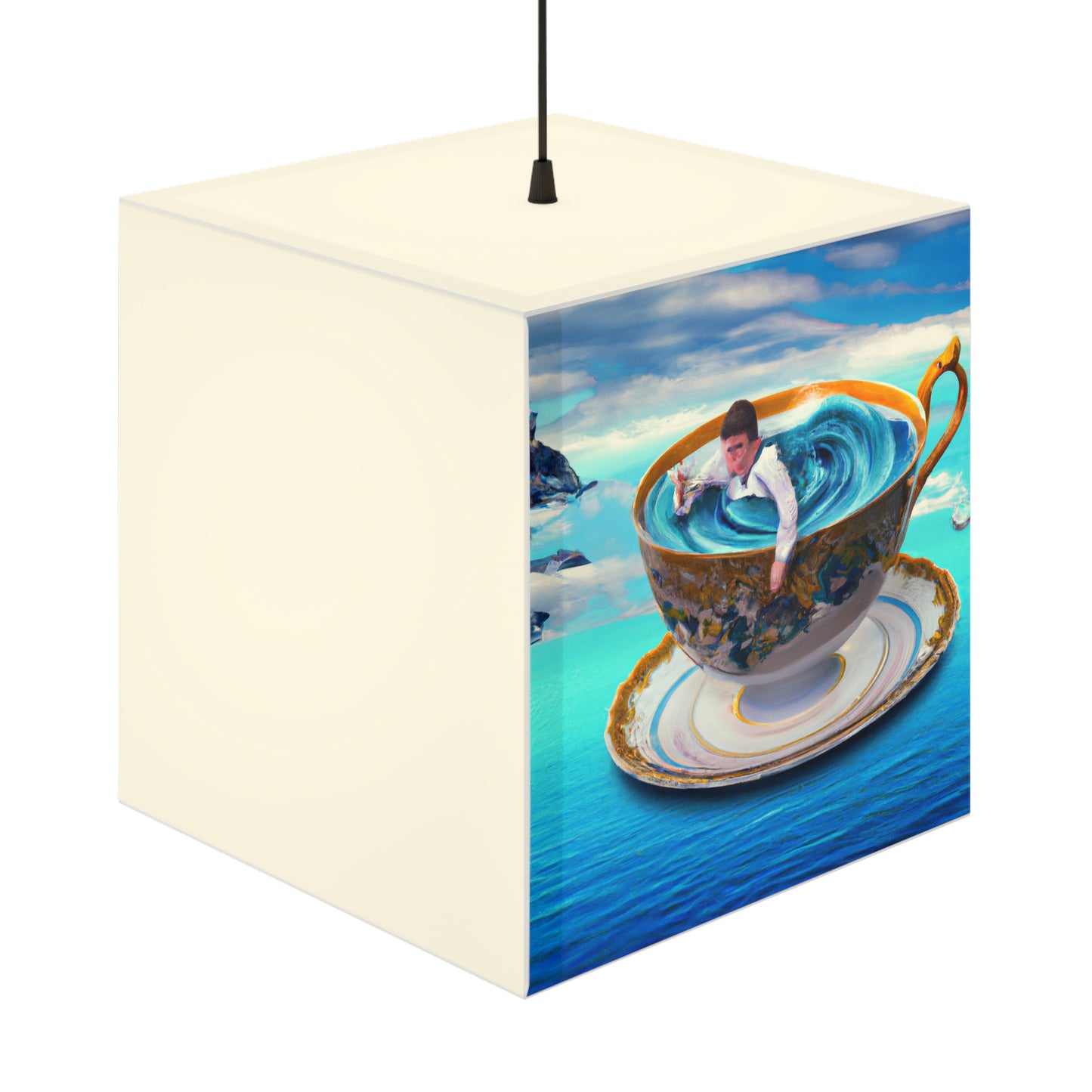 "Adrift in a China Cup: The Story of a Lost Child's Oceanic Adventure" - The Alien Light Cube Lamp