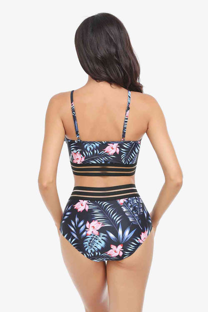 Rüschen-Bikini-Set mit tiefem Ausschnitt