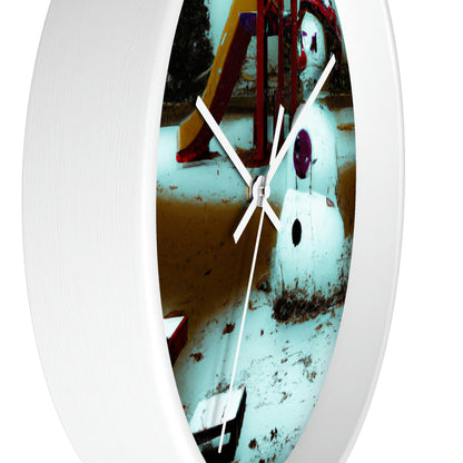 "Melancholy Snowman in a Silent Playground" - The Alien Wall Clock