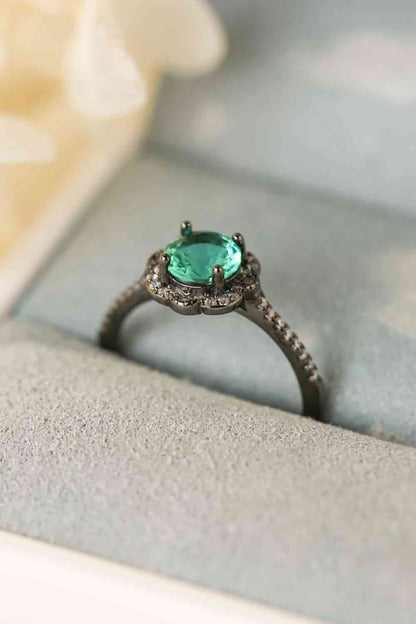 Paraiba-Ring in Blumenform mit blauem Zirkon