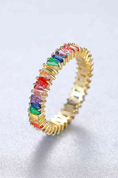 Anillo de plata de ley 925 con circonitas cúbicas multicolores