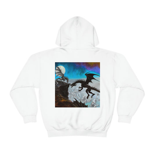 "Clash of Fire and Steel on the Moonlit Cliff" - The Alien Unisex Hoodie