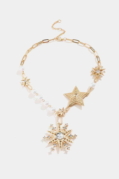 Collar de aleación con forma de estrella de perlas sintéticas