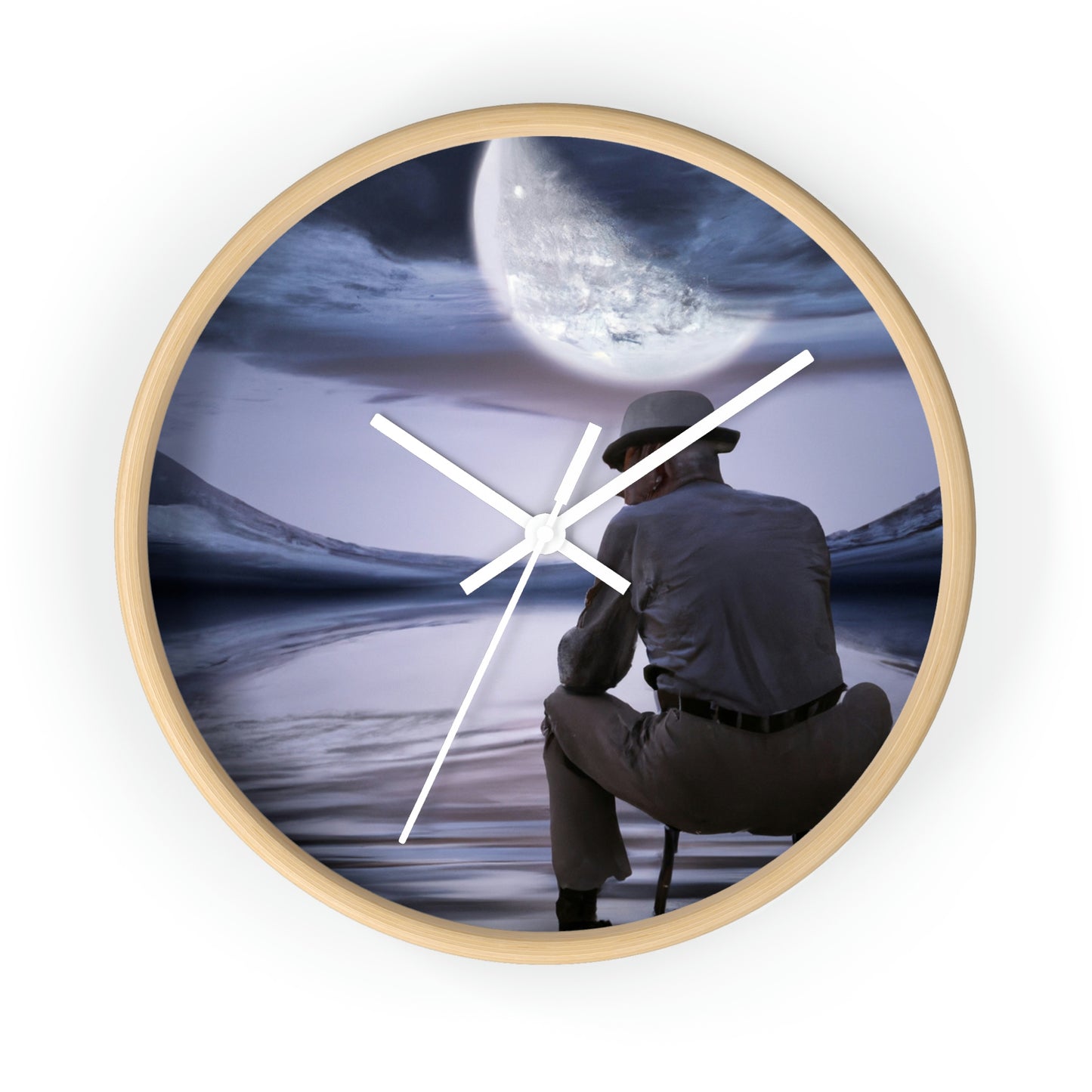 Moonlight Reflections on a Quiet Lake - The Alien Wall Clock