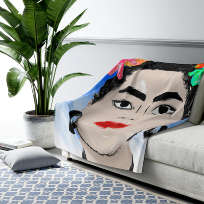 "Fiery Frida: Painting a Mexican Icon with Colorful Culture" - The Alien Sherpa Fleece Blanket