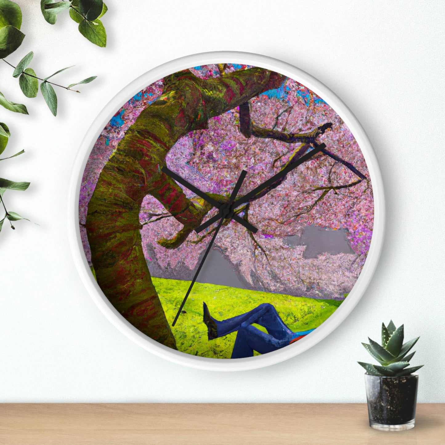 "A Moment of Calm Beneath the Cherry Blossoms" - The Alien Wall Clock