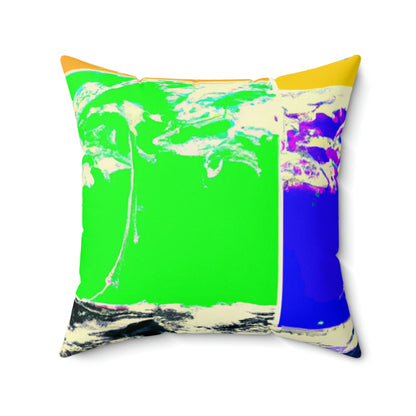 "Kites Aflatter in the Vibrant Sky" - Das Alien Square Pillow