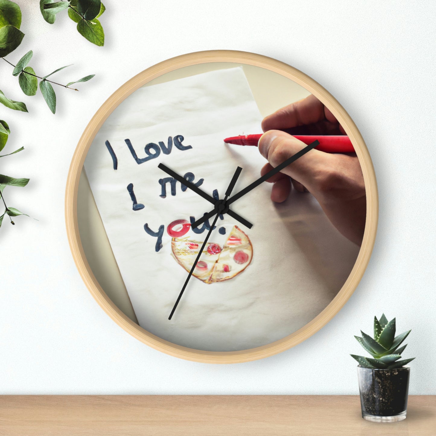 "Una carta de amor amante de la pizza" - El reloj de pared alienígena