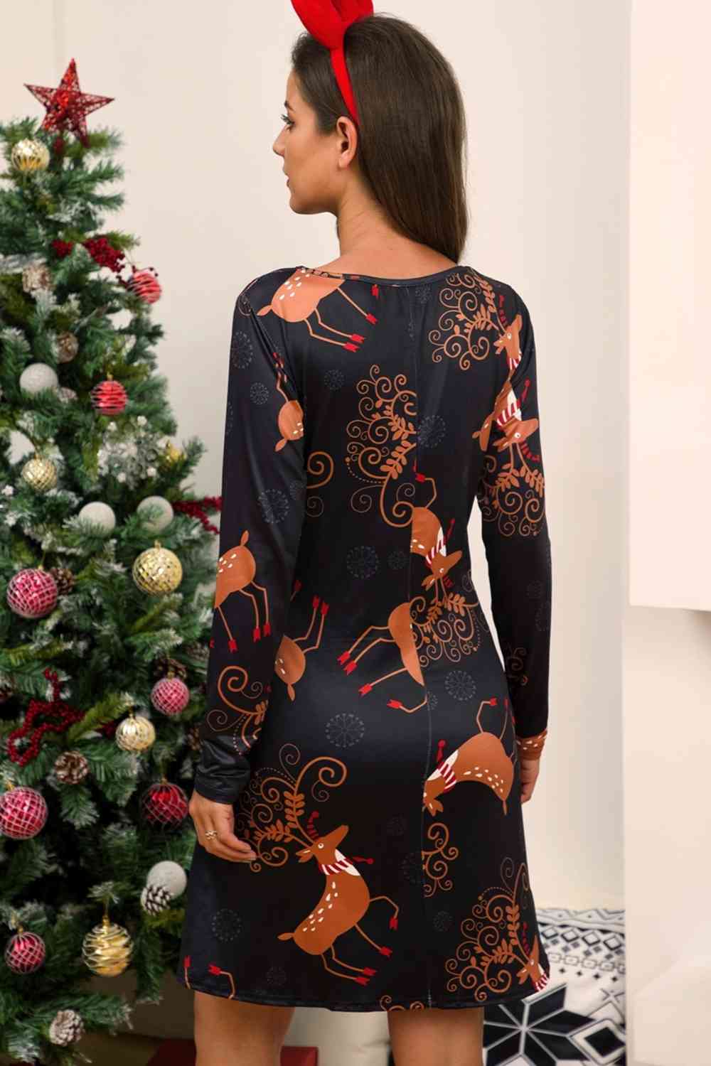 Vestido navideño de manga larga de tamaño completo