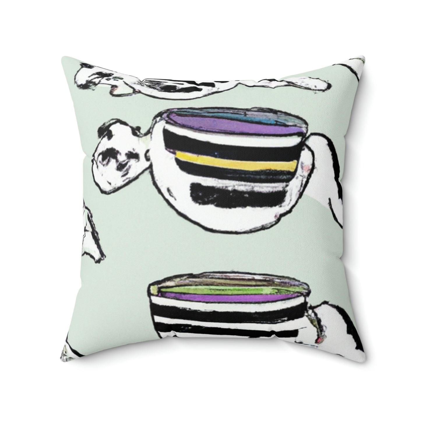 "A Purr-fectly Precious Tea Party Parade" - The Alien Square Pillow