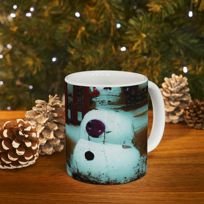 "Muñeco de nieve melancólico en un patio de recreo silencioso" - Taza de cerámica The Alien 11 oz