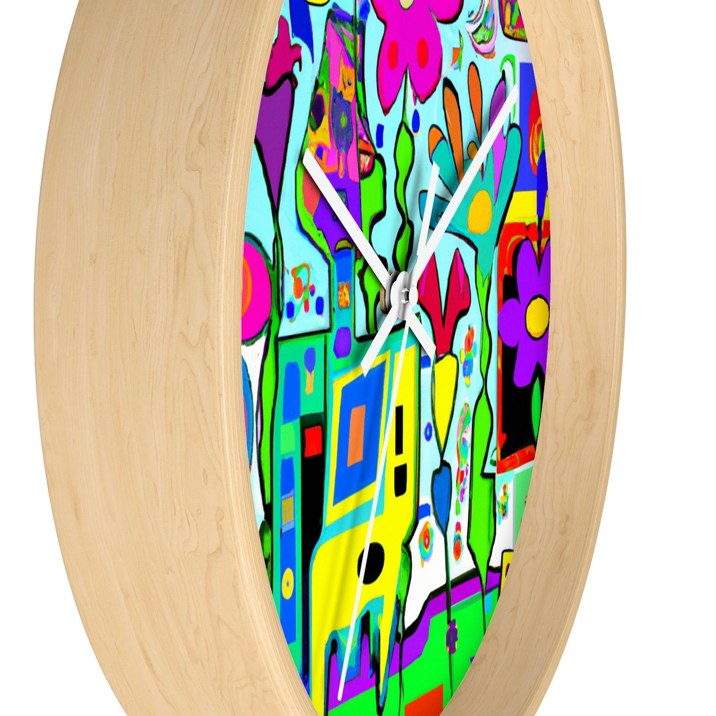 "A Mystical Garden of Rainbow Petals" - The Alien Wall Clock