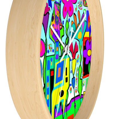 "A Mystical Garden of Rainbow Petals" - The Alien Wall Clock