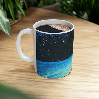 "Un viaje a la luz de las estrellas". - La Taza de Cerámica Alienígena 11 oz