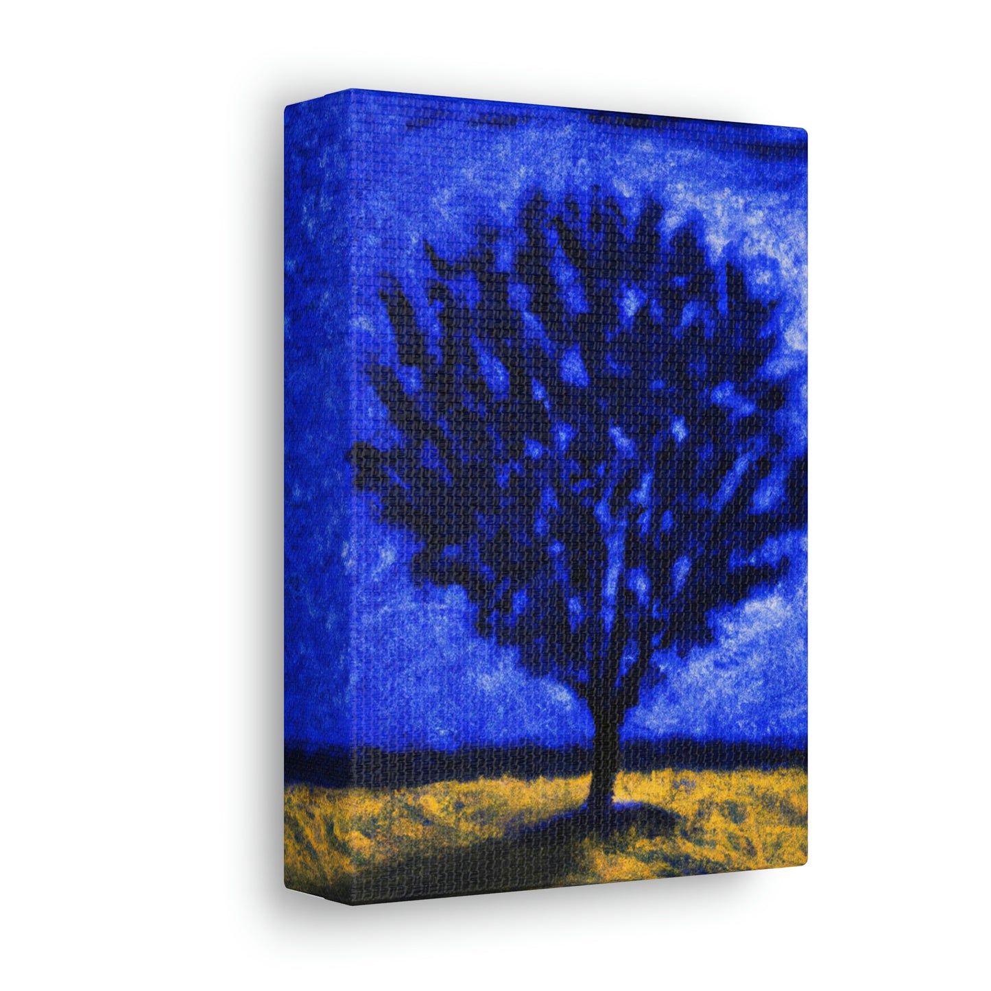 "Ein einsamer blauer Baum im Mondscheinfeld" - The Alien Canva