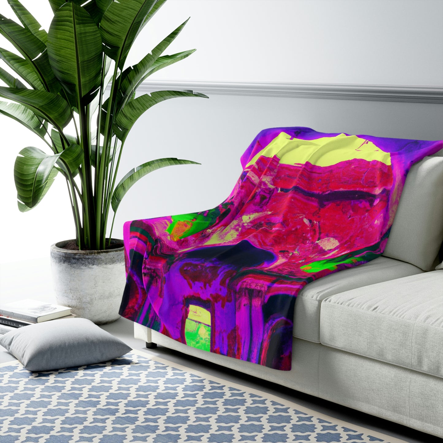 Mystical Madness: Crazy Colors in the Forgotten Cathedral - The Alien Sherpa Fleece Blanket