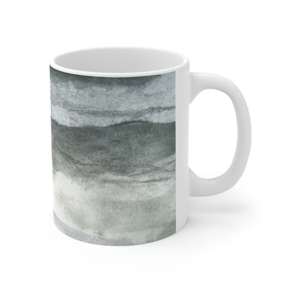 "A Sea of Turmoil: A Heron's Restlessness". - The Alien Ceramic Mug 11 oz