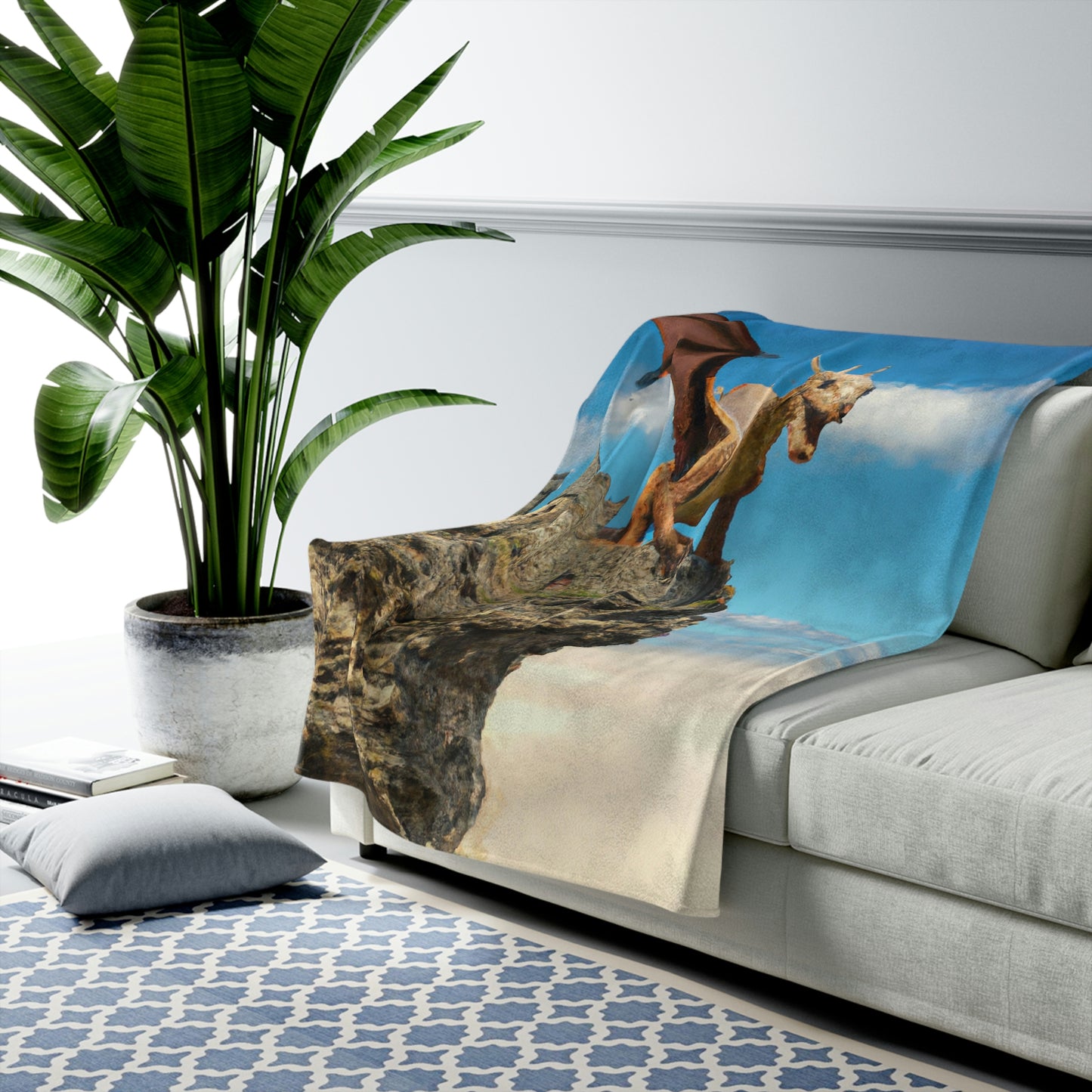 "Dragon Throne of ancients" - The Alien Velveteen Plush Blanket